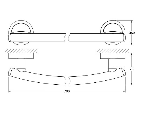 Штанга для полотенца (хром) FBS ELL 033 70 см