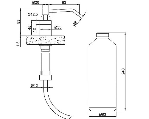 Диспенсер для жидкого мыла Nofer 03102.S встраиваемый Матовая нержавеющая сталь