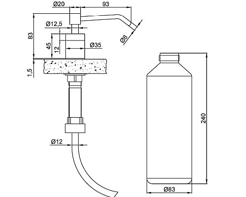 Диспенсер для жидкого мыла Nofer 03102.S встраиваемый Матовая нержавеющая сталь