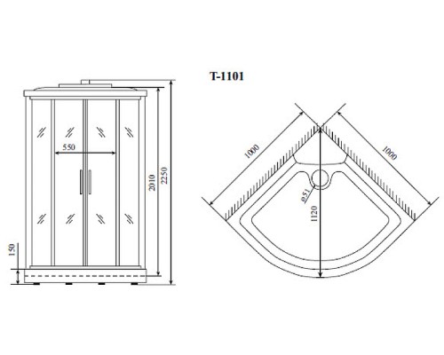 Душевая кабина Timo Standart 100x100 без гидромассажа