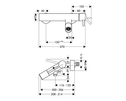 Смеситель для ванны Hansgrohe однорычажный хром 10123000