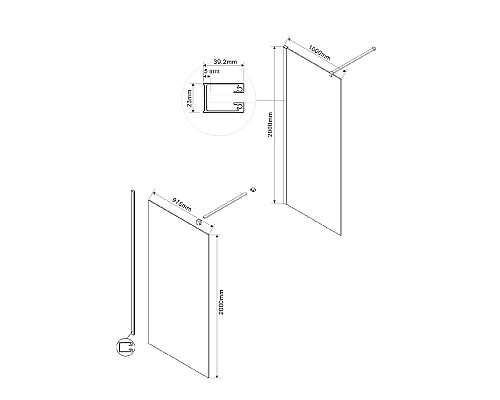 Душевая перегородка Vincea Walk-In 100 VSW-1H100CLB Черный матовый