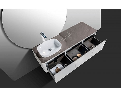 Комплект мебели для ванной Black&White Universe 9151600 подвесной Серый Белый