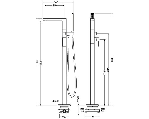 Смеситель напольный для ванны с душем Timo Selene 2210/00Y-CR хром