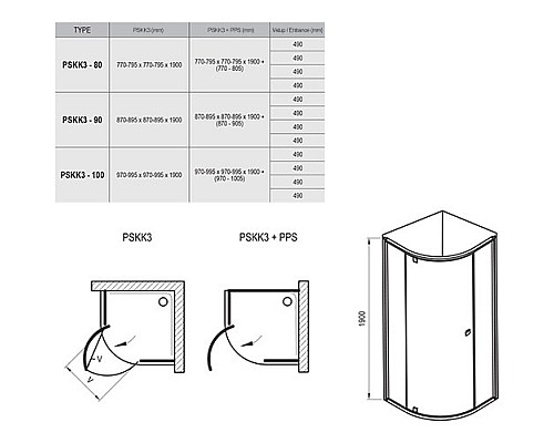 Полукруглая душевая кабина Ravak Pivot 376AA100Z1 100 белый прозрачный