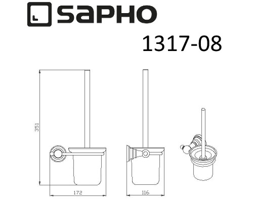 Ершик для унитаза Sapho Diamond 1317-08 Хром