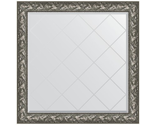 Зеркало Evoform Exclusive-G 109х109 BY 4458 с гравировкой в багетной раме - Византия серебро 99 мм