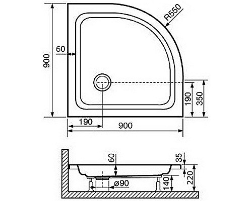Акриловый поддон для душа RGW Acrylic Style P 90x90 16180499-11 Белый