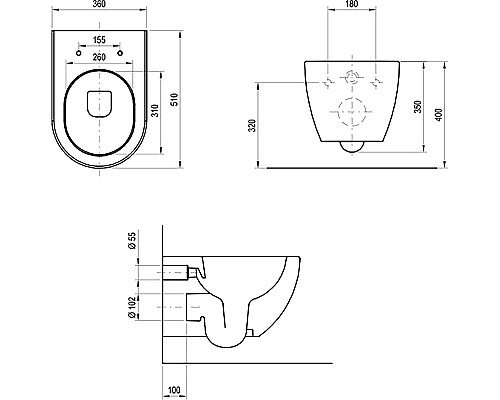 Унитаз Ravak Uni Chrome RimOff X01794 подвесной Черный без сиденья