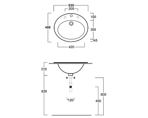 Раковина Simas Top E Lavabi D Arredo 54 S52bi*1 Белая