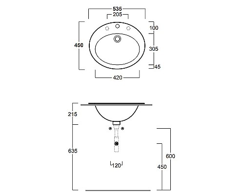 Раковина Simas Top E Lavabi D Arredo 54 S52bi*1 Белая