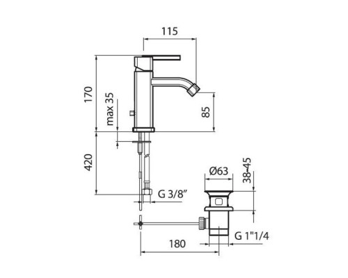 Смеситель для биде Webert Azeta AZ840102015