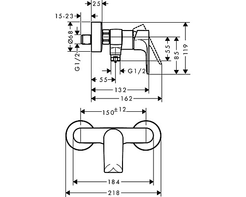 Смеситель для душа Hansgrohe Rebris E 72650000 Хром