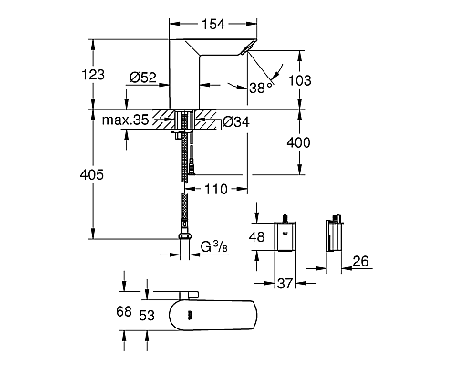 Смеситель для раковины Grohe BauCosmopolitan E 36451000 Хром