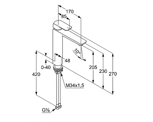 Однорычажный смеситель для раковины Kludi Ameo 412960575