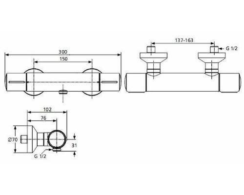 Смеситель для душа Ideal Standard Melange с термостатом Хром
