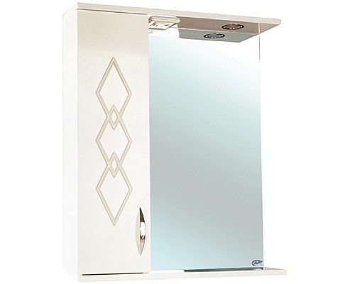 Зеркало со шкафом Bellezza Элеганс 55 L 4618608522075 с подсветкой Бежевое