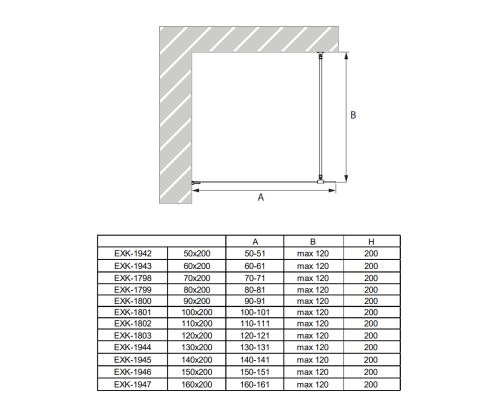 Душевое ограждение NEW TRENDY AVEXA 140x200 (хром)