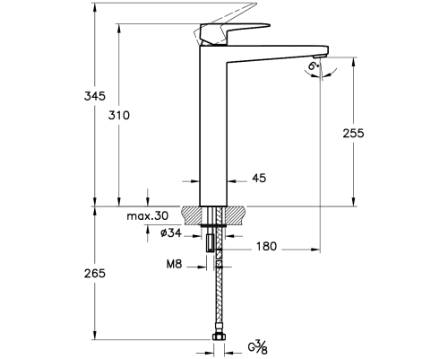 Смеситель для раковины Vitra Root Square A42733EXP Хром