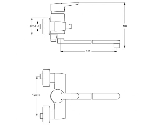 Смеситель для ванны Ideal Standard Connect Blue Хром