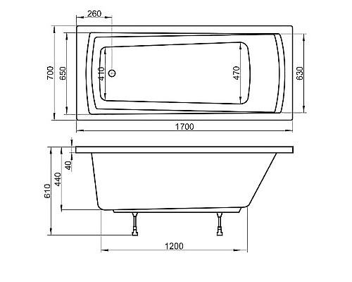 Акриловая ванна Ravak Domino Plus 170x70 C632R00000