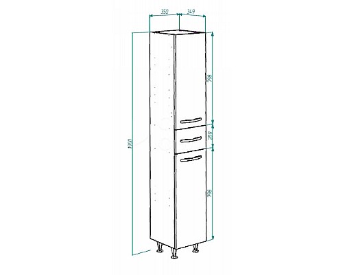 Шкаф пенал Bellezza Балтика 35 4628904090017 Белый