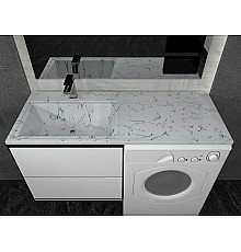 Раковина над стиральной машиной Stella Polar Мадлен 120 левая, белый мрамор