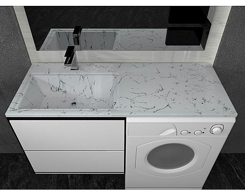 Раковина над стиральной машиной Stella Polar Мадлен 120 левая, белый мрамор