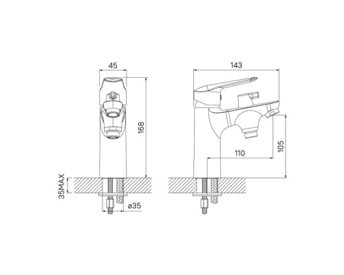 Смеситель для ванны IDDIS Torr TORSB10i07