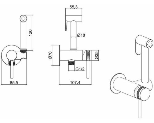 Гигиенический душ со смесителем Allen Brau Priority 5.31A29-31 Черный матовый