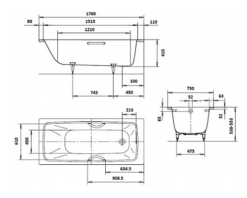 Ванна стальная Kaldewei Cayono 170x75 275000013001