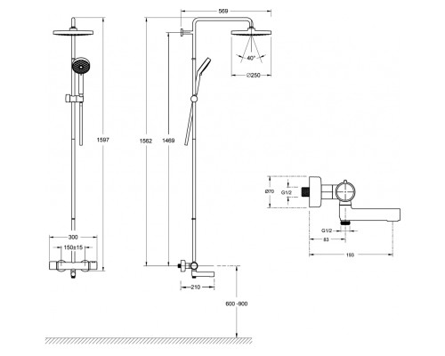 Душевая система Jacob Delafon Atom E26238-CP с термостатом Хром