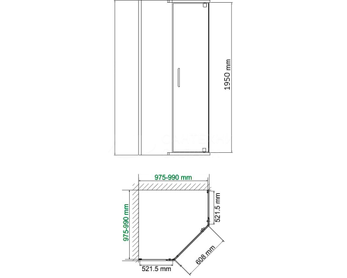 Душевой уголок Cerutti SPA 100х100 C2A профиль Черный матовый стекло прозрачное