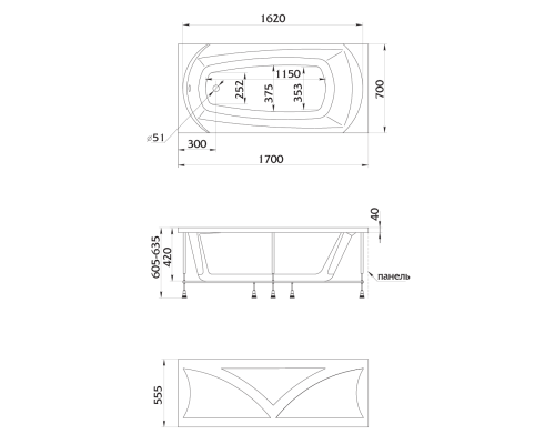 Ванна 1Marka ELEGANCE 01эл1770 170х70