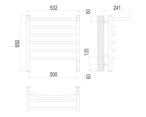 Полотенцесушитель Terminus Электро Классик с/п П6 500х650