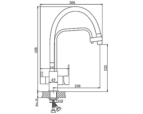 Смеситель для кухни Haiba HB76615 Хром Серый