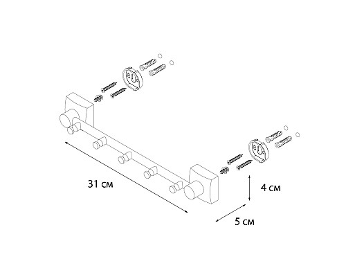Планка FIXSEN Kvadro 5 крючков FX-61305-5