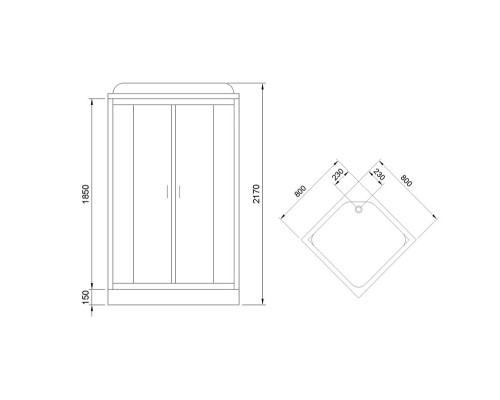 Душевая кабина Royal Bath HP 80х80 с гидромассажем задняя стенка Черная