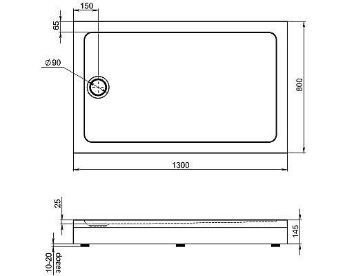 Акриловый поддон для душа Bas Олимпик 130х80 ПН00058 Белый