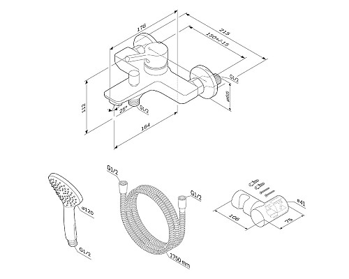 Смеситель для ванны AM.PM X-Joy S F85B15000 Хром