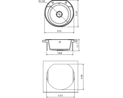 Кухонная мойка Florentina Эльба-555 20.145.C0555.305 Грей