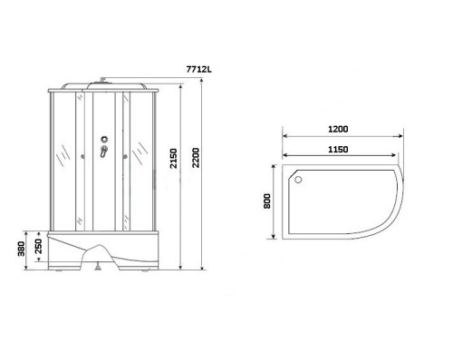 Душевая кабина Niagara Luxe NG-7712WL 120x80