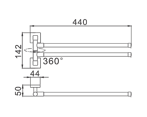 Полотенцедержатель Haiba HB8612 поворотный Хром