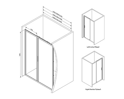 Душевая дверь AM.PM Gem 120 W90G-120-1-195MM Хром матовый