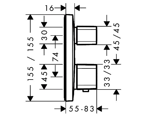 Смеситель для ванны,для душа Hansgrohe Ecostat E 15708000