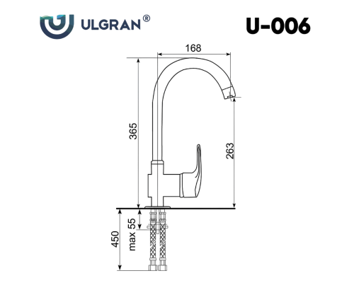 Смеситель для кухни Ulgran Classic Графит