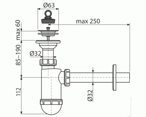 Сифон для раковины Alcaplast AG210512432 (A410) Белый