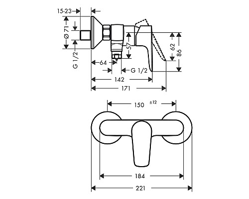Смеситель для душа Hansgrohe Talis E однорычажный черный матовый 71760670