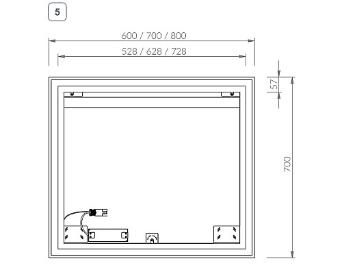 Зеркало Ravak Oblong 80 X000001564 с подсветкой прямоугольное