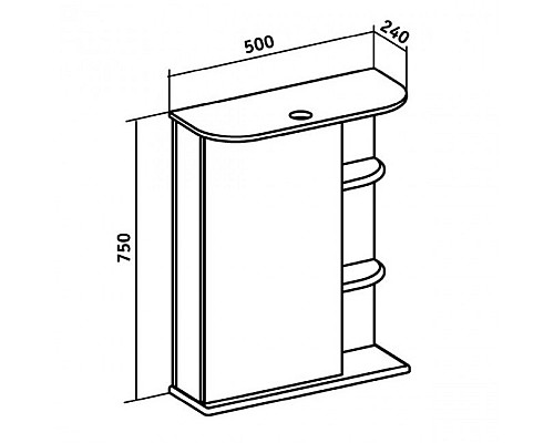 Зеркальный шкаф Runo Магнолия 50 00000000607 левый